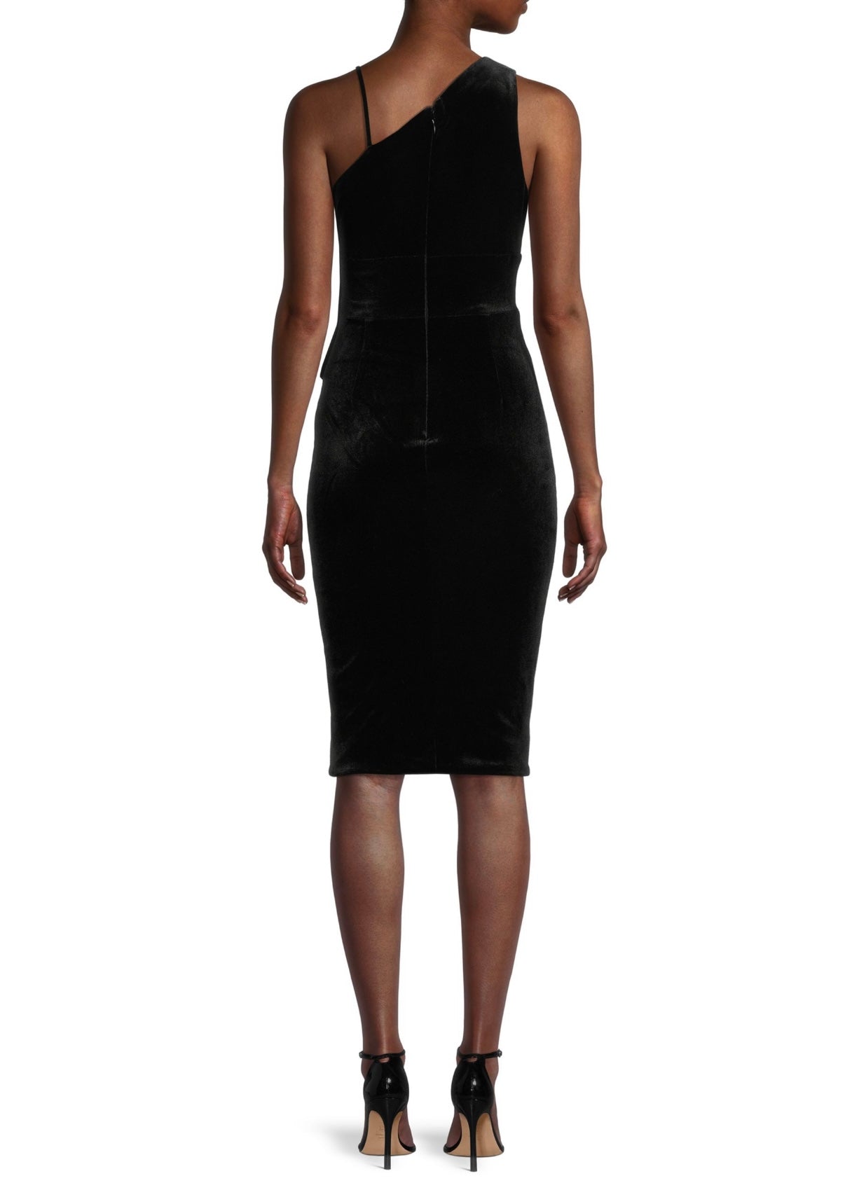 Stretch Velvet Frill Midi Dress