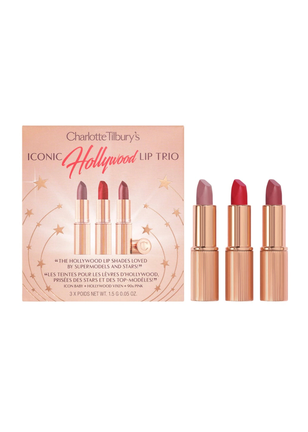 Charlotte Tilbury
Mini Iconic Hollywood Lipstick Trio Set