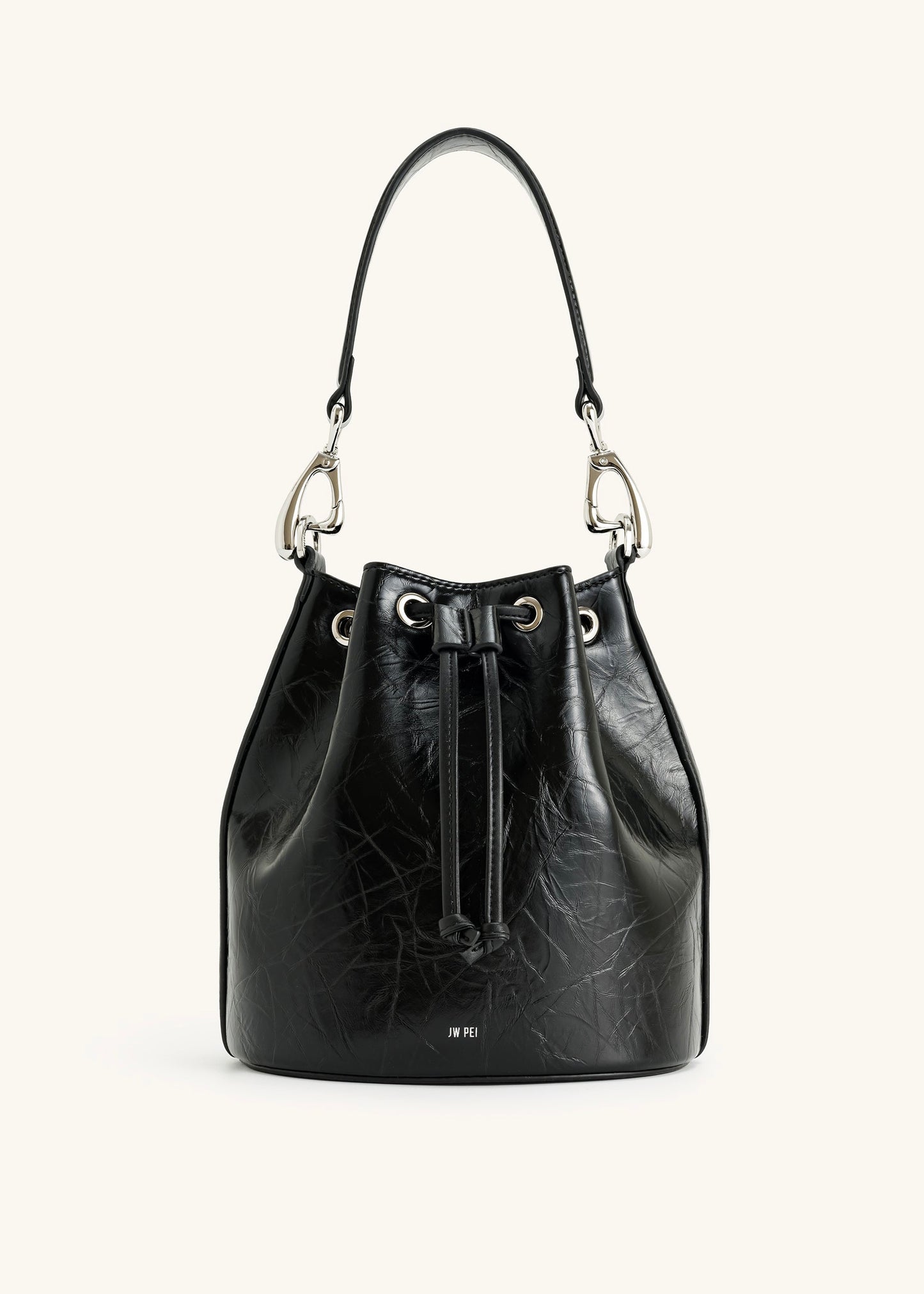 Yulia Crushed Bucket Bag-Black