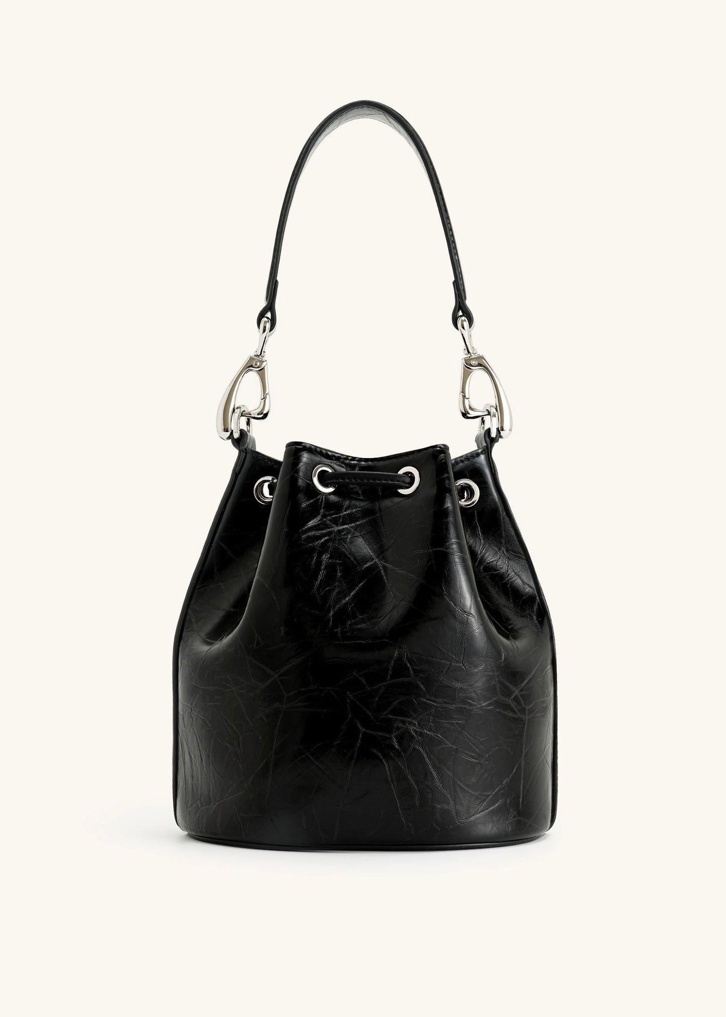 Yulia Crushed Bucket Bag-Black