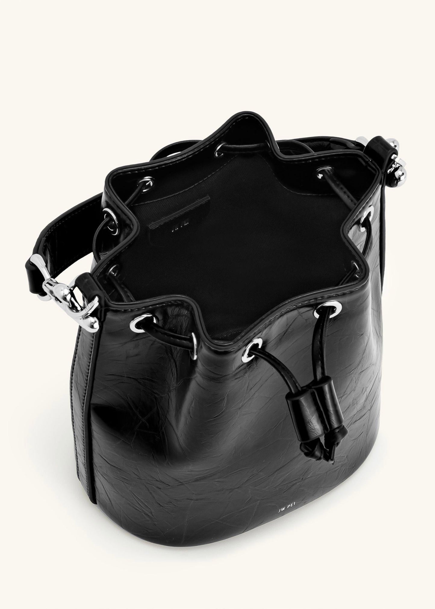 Yulia Crushed Bucket Bag-Black