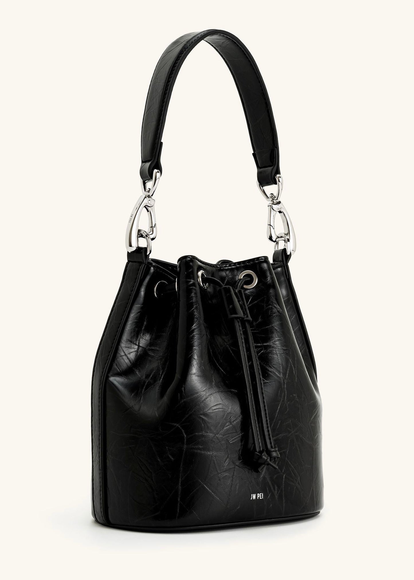 Yulia Crushed Bucket Bag-Black